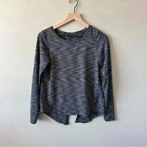 ZYIA Tops - Zyia Active Shirt Women's Size M Gray Blue Heather Split Back Long Sleeve Yoga